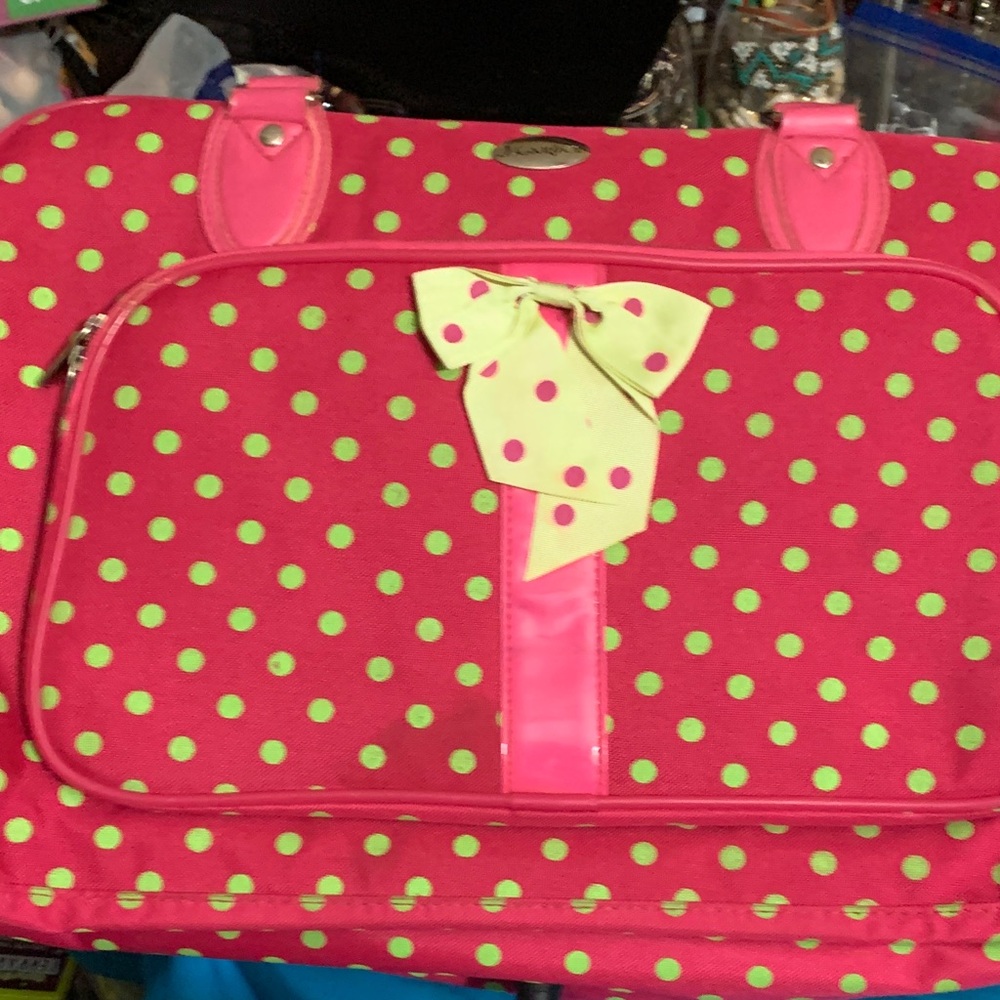Polka Dot Tote/Travel Bag Pink and Green